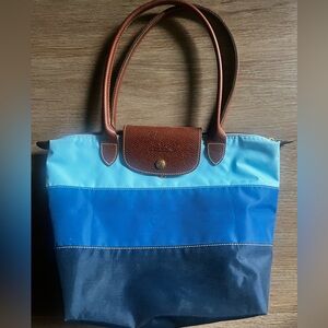 Longchamp Blue and Brown Tote Bag